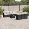 vidaXL Set Divani da Giardino 12 pz con Cuscini Nero in Polyrattan