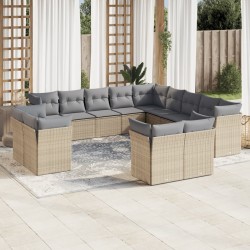 vidaXL Set Divano da Giardino 13 pz con Cuscini Beige in Polyrattan