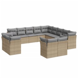 vidaXL Set Divano da Giardino 13 pz con Cuscini Beige in Polyrattan