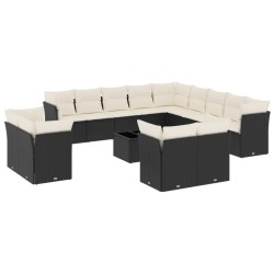 vidaXL Set Divani da Giardino 14pz con Cuscini in Polyrattan Nero