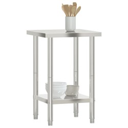 vidaXL Tavolo da Lavoro da Cucina 55x55x85 cm in Acciaio Inossidabile