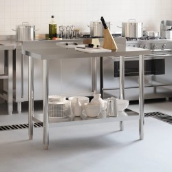 vidaXL Tavolo Lavoro Cucina con Paraschizzi 110x55x93cm Acciaio Inox