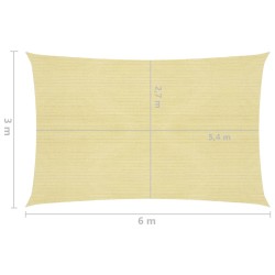 vidaXL Vela Parasole 160 g/m² Beige 3x6 m in HDPE