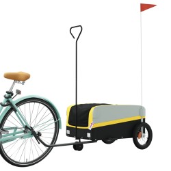 vidaXL Rimorchio da Bici Nero e Giallo 30 kg in Ferro