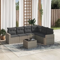 vidaXL Set Divani da Giardino 7 pz con Cuscini Grigio in Polyrattan