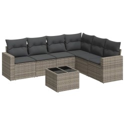 vidaXL Set Divani da Giardino 7 pz con Cuscini Grigio in Polyrattan