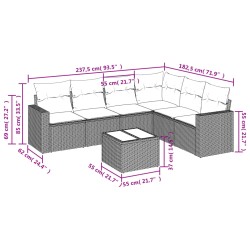 vidaXL Set Divani da Giardino 7 pz con Cuscini Grigio in Polyrattan