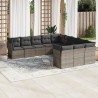 vidaXL Set Divani da Giardino 11 pz con Cuscini in Polyrattan Grigio