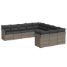 vidaXL Set Divani da Giardino 11 pz con Cuscini in Polyrattan Grigio