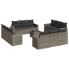 vidaXL Set Divani da Giardino 13 pz con Cuscini Grigio in Polyrattan