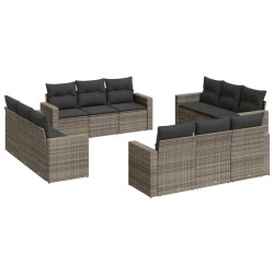 vidaXL Set Divani da Giardino 12 pz con Cuscini Grigio in Polyrattan