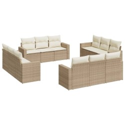 vidaXL Set Divani da Giardino 12 pz con Cuscini Beige in Polyrattan