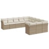 vidaXL Set Divani da Giardino 11 pz con Cuscini Beige in Polyrattan