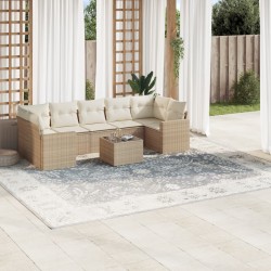 vidaXL Set Divano da Giardino 8 pz con Cuscini Beige in Polyrattan