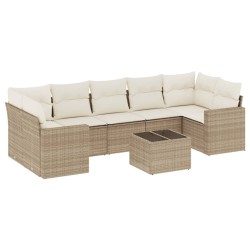 vidaXL Set Divano da Giardino 8 pz con Cuscini Beige in Polyrattan