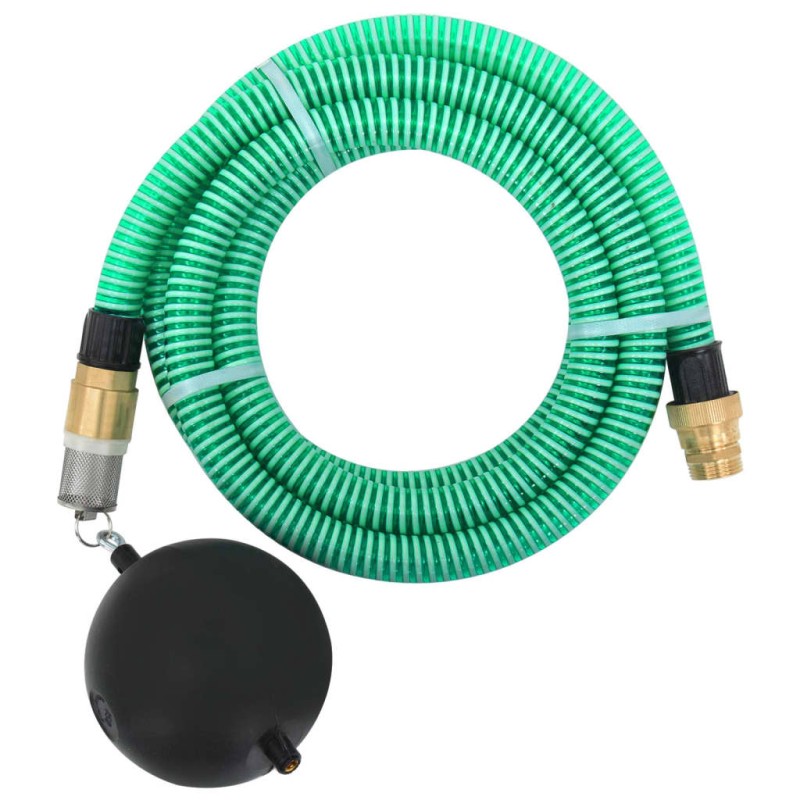 vidaXL Tubo di Aspirazione con Raccordi in Ottone Verde 1,1" 3 m PVC