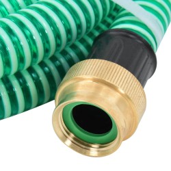 vidaXL Tubo di Aspirazione con Raccordi in Ottone Verde 1,1" 3 m PVC