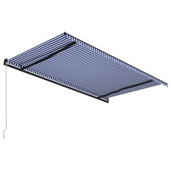 vidaXL Tenda da Sole Retrattile Manuale 500x300 cm Blu e Bianca