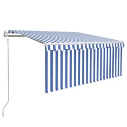 vidaXL Tenda Automatica Parasole LED Sensore Vento 3x2,5m Blu e Bianco  