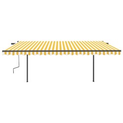 vidaXL Tenda da Sole Retrattile Manuale con LED 5x3 m Gialla Bianca