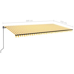 vidaXL Tenda da Sole Retrattile Manuale 600x350 cm Gialla e Bianca