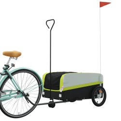 vidaXL Rimorchio da Bici Nero e Verde 45 kg in Ferro