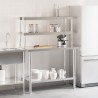 vidaXL Tavolo Lavoro Cucina con Ripiano 110x55x150 cm Acciaio Inox