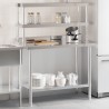 vidaXL Tavolo Lavoro Cucina con Ripiano 110x55x150 cm Acciaio Inox