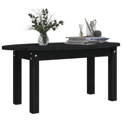   Tavolino da Salotto Nero 80x40x35 cm in Legno Massello di Pino