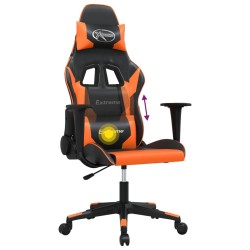 vidaXL Sedia da Gaming Massaggiante Nero e Arancione in Similpelle