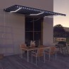 vidaXL Tenda con Sensore Vento e LED 600x300 cm Blu e Bianca