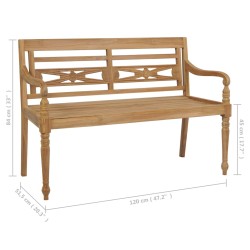 vidaXL Panca Batavia con Cuscino Antracite 120 cm in Massello di Teak