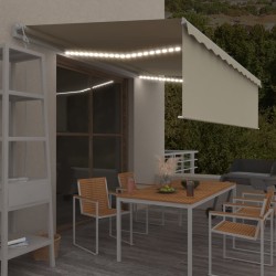 vidaXL Tenda Automatica con Parasole Sensore Vento e LED 5x3 m Crema 