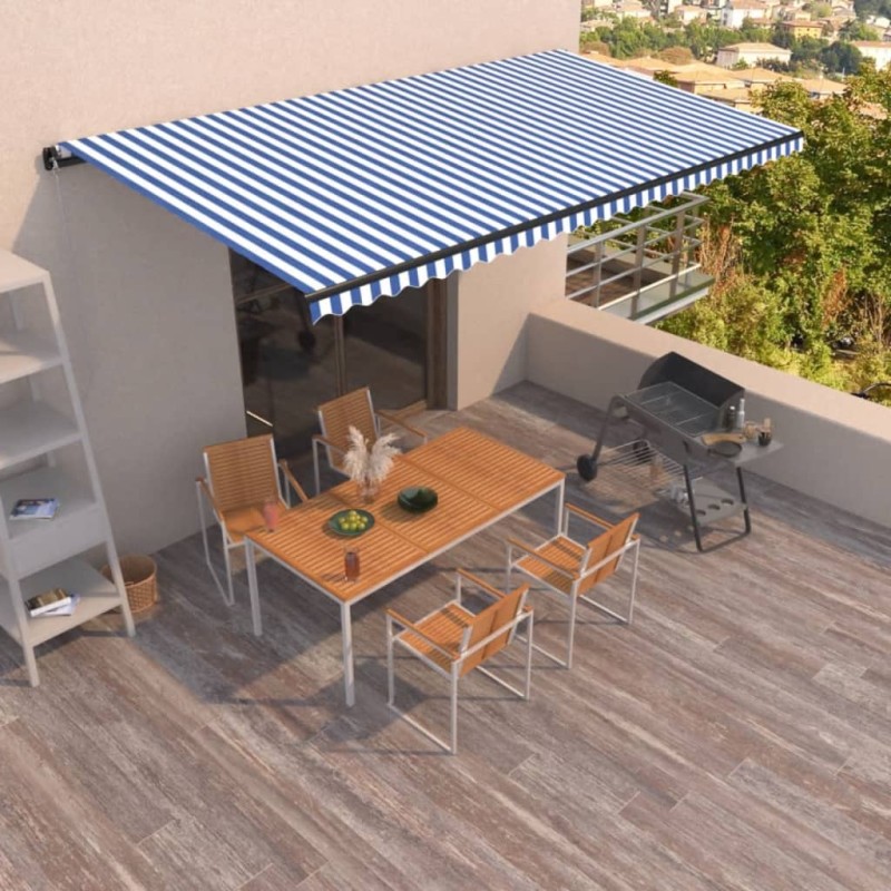 vidaXL Tenda da Sole Retrattile Manuale 600x350 cm Blu e Bianca