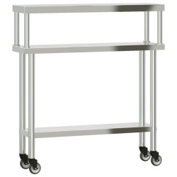 vidaXL Tavolo Lavoro Cucina con Ripiano 110x30x120 cm Acciaio Inox