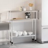 vidaXL Tavolo Lavoro Cucina con Ripiano 110x30x120 cm Acciaio Inox