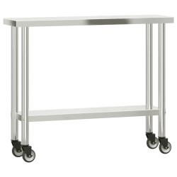 vidaXL Tavolo Lavoro Cucina con Ripiano 110x30x120 cm Acciaio Inox