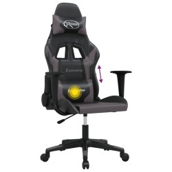 vidaXL Sedia da Gaming Massaggiante Nero e Grigio in Similpelle