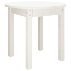   Tavolino da Salotto Bianco Ø 45x40 cm in Legno Massello di Pino