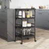 vidaXL Carrello da Cucina Nero 45x35x89,5 cm in Legno Multistrato