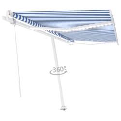 vidaXL Tenda Automatica con Sensore Vento e LED 400x300 cm Blu Bianca