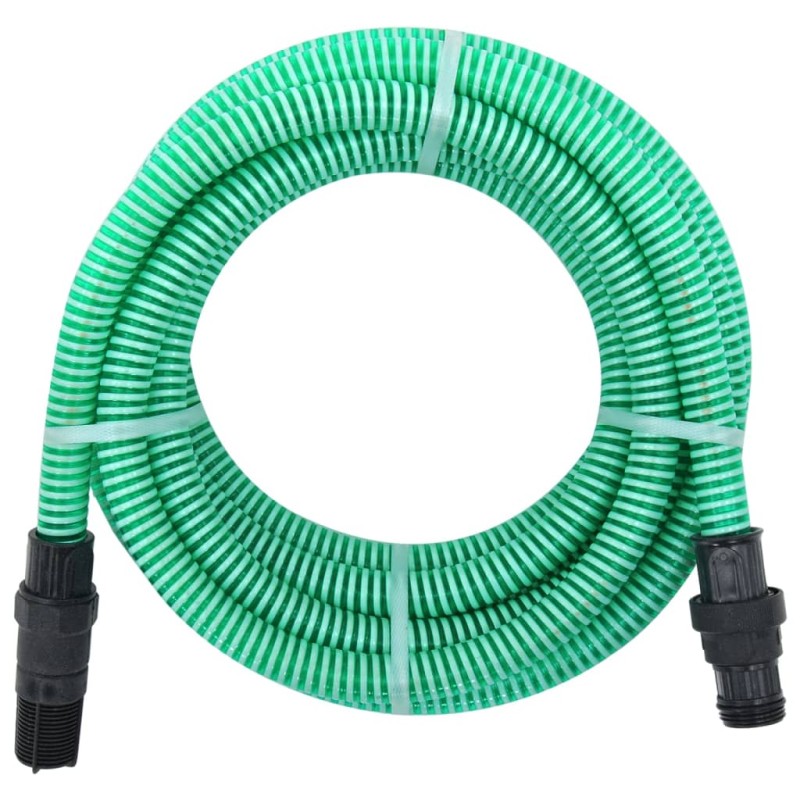 vidaXL Tubo di Aspirazione con Raccordi in Ottone Verde 1" 7 m PVC