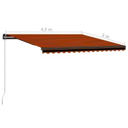 vidaXL Tenda da Sole Retrattile Manuale 450x300 cm Arancione e Marrone