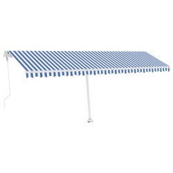 vidaXL Tenda Automatica con Sensore Vento e LED 600x300 cm Blu Bianca