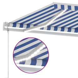 vidaXL Tenda Automatica con Sensore Vento e LED 600x300 cm Blu Bianca