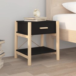   Tavolini da Letto 2pz Nero 42x38x45 cm in Legno ingegnerizzato