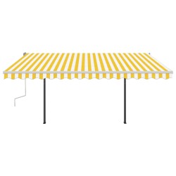 Tenda da Sole Retrattile Manuale con LED 4x3,5 m Gialla Bianca