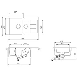 vidaXL Lavello da Cucina in Granito Vasca Doppia Beige