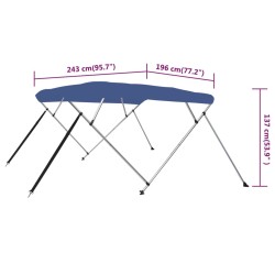 vidaXL Bimini di Prua con Tendalino a 4 Archi Blu 243x196x137 cm