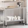 vidaXL Tavolo Lavoro Cucina con Ripiano 110x55x120 cm Acciaio Inox